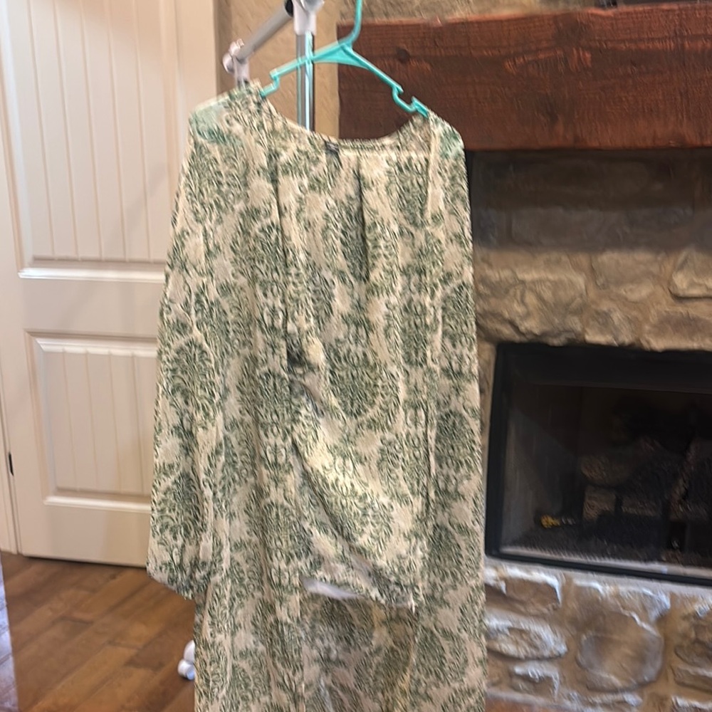 Green and White Swim Coverup with Airy Silhouette